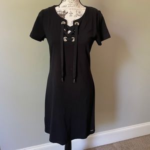Calvin Klein Black Lace up Dress Small